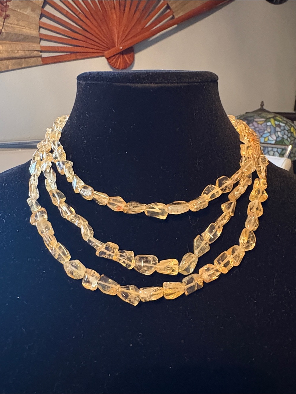 Three-Strand Vintage Citrine GoldenNecklace